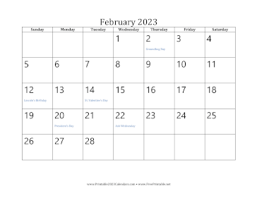 February 2023 Calendar Calendar