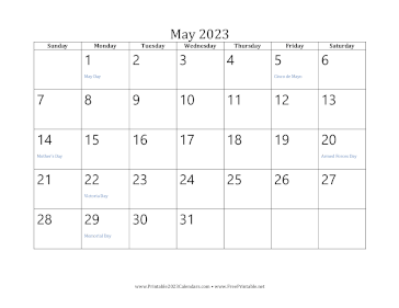 May 2023 Calendar Calendar