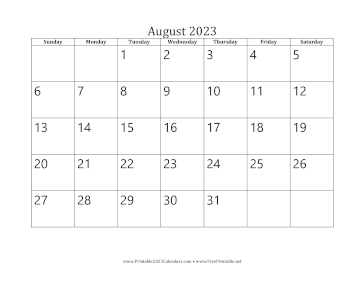 August 2023 Calendar Calendar