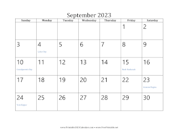 September 2023 Calendar Calendar