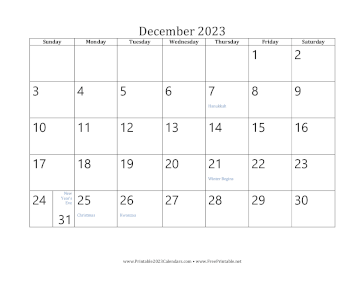 December 2023 Calendar Calendar