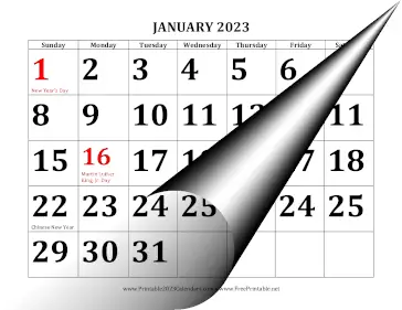 2023 Large Print Calendar