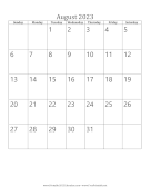 August 2023 Calendar (vertical) calendar