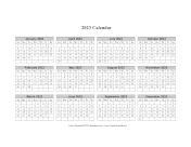 2023 Calendar One Page Horizontal Grid Descending calendar