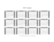 2023 Calendar One Page Horizontal Grid Descending Shaded Weekends calendar